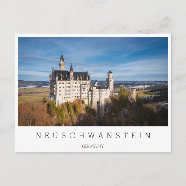 Cartão Postal Castelo Neuschwanstein, conto de fadas (Frente)
