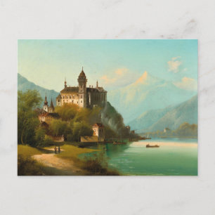 Cartão Postal Castelo no Lago da Montanha   Johann Wilhelm Janko