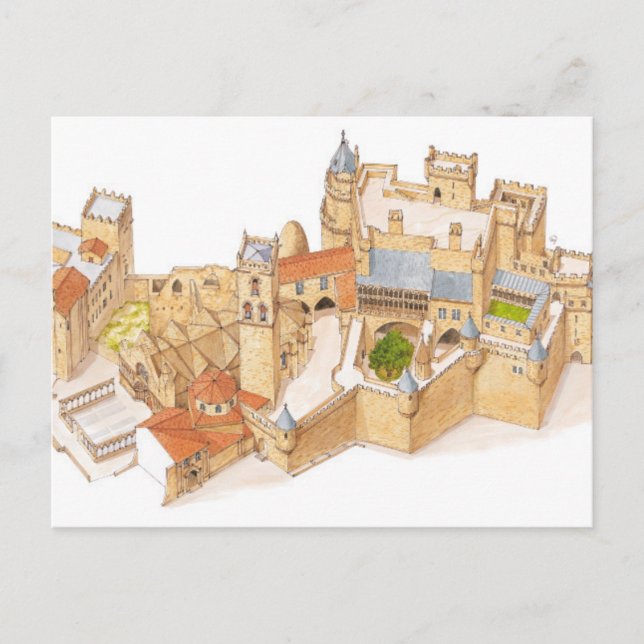 Cartão Postal Castelo Olite. Espanha Navarra (Frente)