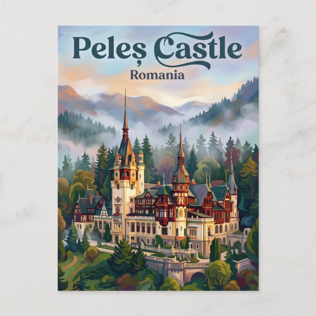 Cartão Postal Castelo Peleș Romênia (Frente)