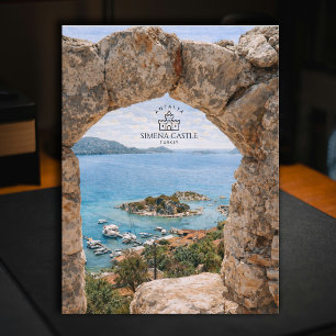 Cartão Postal Castelo Simena, Antália, Turquia Aquarela
