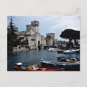 Cartão Postal Castelo Sirmione, lado sul, Lago Garda, Itália