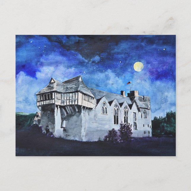 Cartão Postal 'Castelo Stokesay por Moonlight' (Frente)