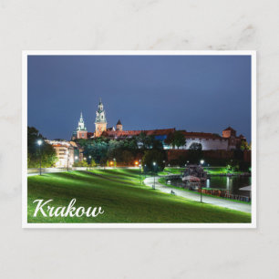 Cartão Postal Castelo Wawel à noite em Cracóvia, Polônia