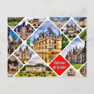 Cartão Postal Castelos do Vale do Loire. Colagem.