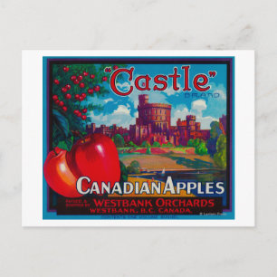 Cartão Postal Castle Apple Label - Westbank B.C. Canadá