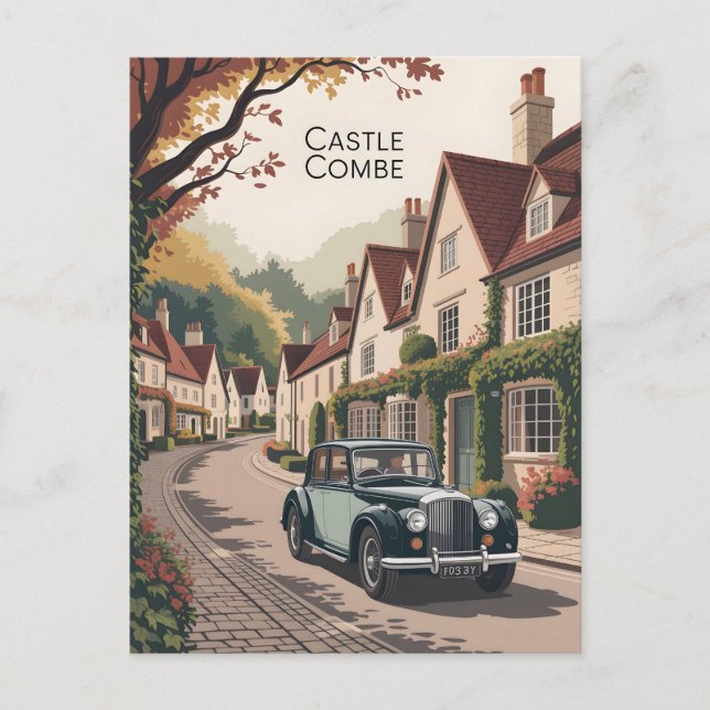 Cartão Postal Castle Combe vintage (Frente)