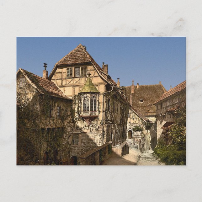 Cartão Postal Castle yard, Wartburg, Turíngia, Alemanha (Frente)