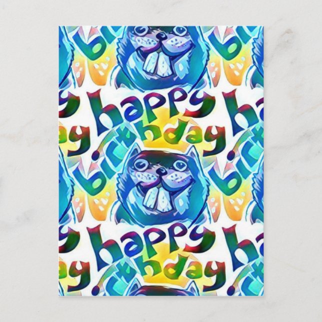 Cartão Postal castor diz feliz aniversário (Frente)