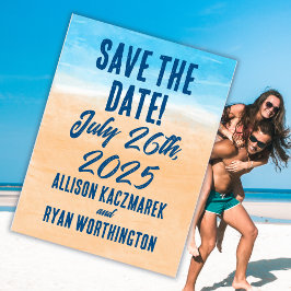 Cartão Postal Casual Watercolor Beach Wedding Save-the-Date