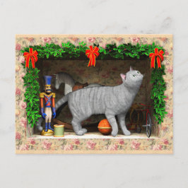 Cartão Postal Cat and Christmas stuff