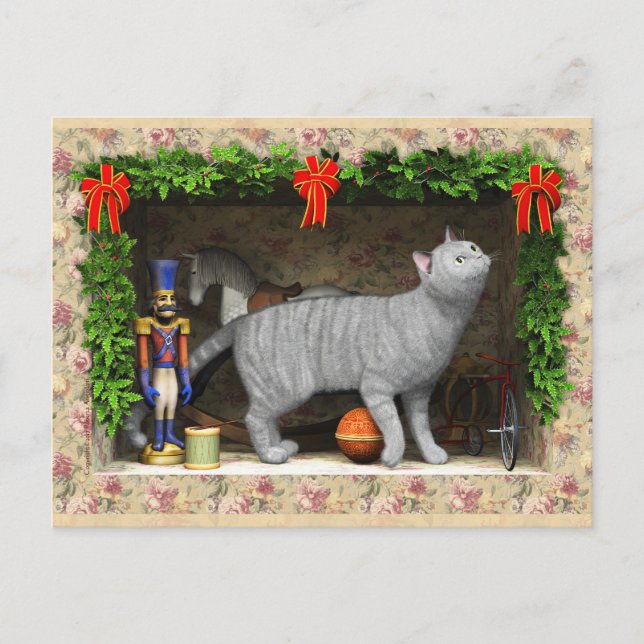 Cartão Postal Cat and Christmas stuff (Frente)
