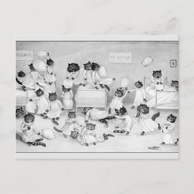 Cartão Postal Cat Art de Louis Wain 1900 (Frente)