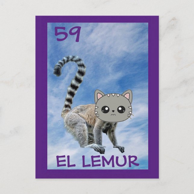 Cartão Postal Cat Art, El Lemur, Postcard (Frente)