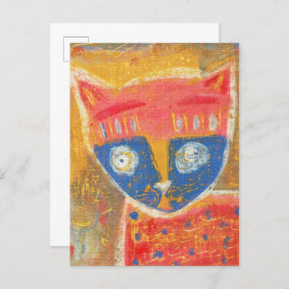 Cartão Postal Cat art primitivo