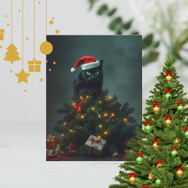 Cartão Postal Cat-astrophe Christmas Holiday Chaos Funny Cat