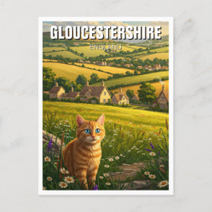 Cartão Postal Cat em Gloucestershire England Viagem