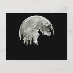 Cartão Postal Cat Em Pé Na Montanha Lua Halloween
