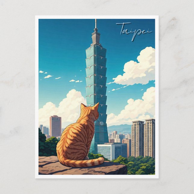 Cartão Postal Cat em Taipei 101 Taiwan (Frente)