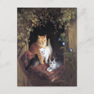 Cartão Postal Cat Family e Ivy Leaf por Henriette Ronner-Knip