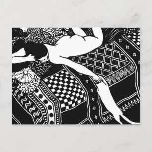 Cartão Postal Cat Felix Vallotton Lady Bed Laziness La Paresse