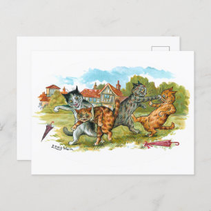 Cartão Postal Cat Fight Louis Wain