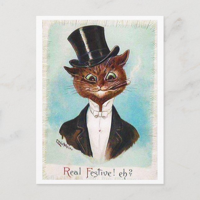 Cartão Postal Cat Gentleman, Louis Wain (Frente)