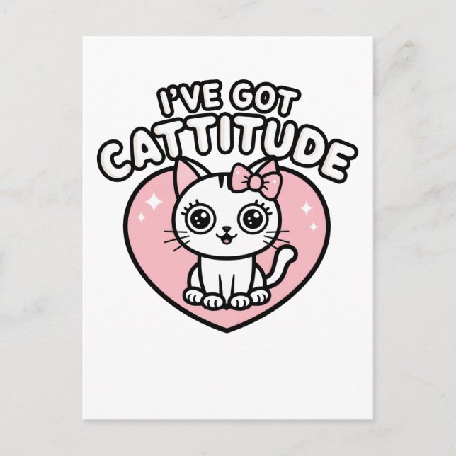 Cartão Postal Cat I've Cattitude (Frente)