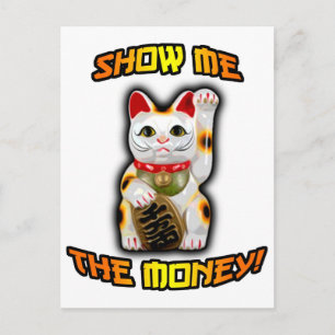 Cartão Postal CAT JAPONÊS Maneki Neko do dinheiro