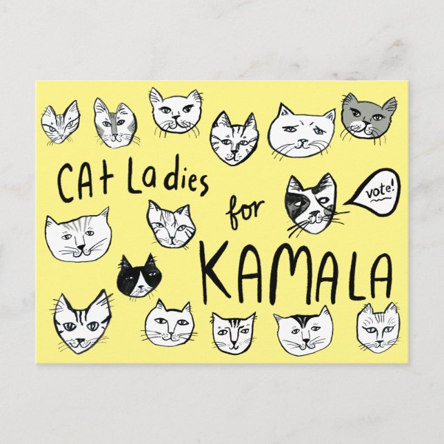 CARTÃO POSTAL CAT LADIS: ELEIÇÃO DE KAMALA, BONITA (Frente)