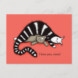 Cartão Postal Cat Madre Protege Seu Gatinho Bonito Com A Mãe