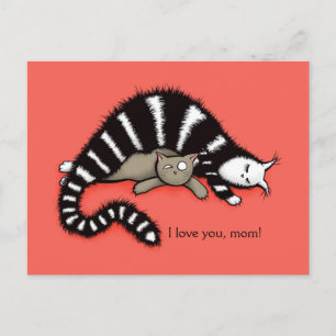 Cartão Postal Cat Madre Protege Seu Gatinho Bonito Com A Mãe