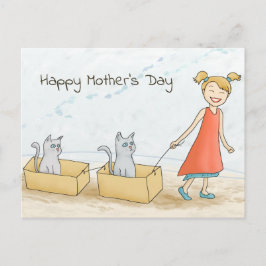 Cartão Postal Cat Mãe Dia de as mães Feliz