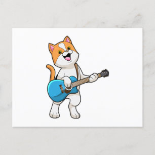 Cartão Postal Cat na Música com Violão