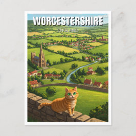 Cartão Postal Cat no Worcestershire England Viagem