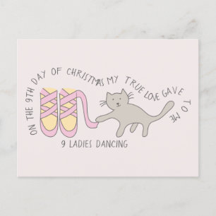 Cartão Postal Cat Nono Dia 9 Mulheres Dançando Natal
