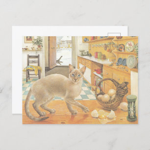 CARTÃO POSTAL CAT PAINTED POSTCARD
