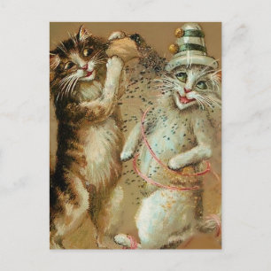 Cartão Postal "Cat Party with Confetti", de Maurice Boulanger