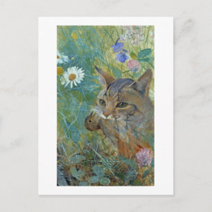 Cartão Postal Cat pegou um pássaro, Bruno Liljefors
