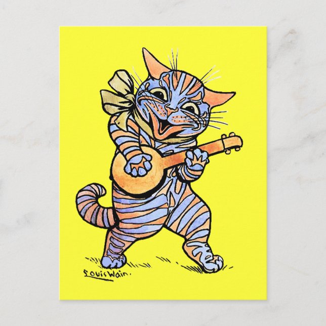 Cartão Postal Cat por Louis Wain (Frente)