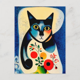 Cartão Postal Cat portrait in expressionistic style. Classic Art