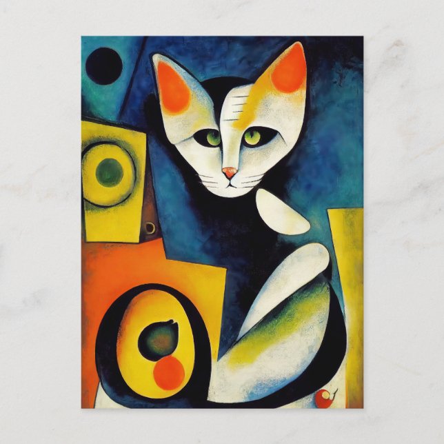 Cartão Postal Cat portrait in expressionistic style. Classic Art (Frente)