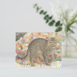 CARTÃO POSTAL CAT POSTCARD ILLUSTRATION