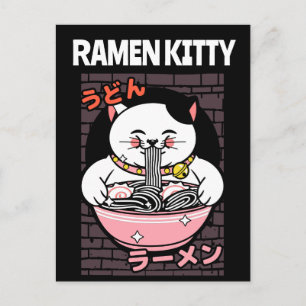 CARTÃO POSTAL CAT RAMEN NOODLES SOUP CAT
