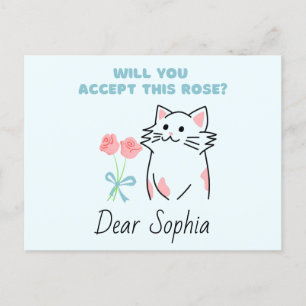 Cartão Postal Cat&Rosa Adorável
