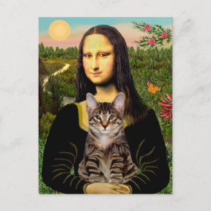 Cartão Postal CAT (Tabby) - Mona Lisa