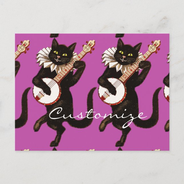 Cartão Postal Cat tocando Banjo Thunder_Cove (Frente)