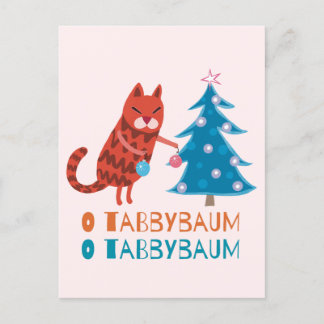 Cartão Postal Cat Trimmming the Christmas Tree