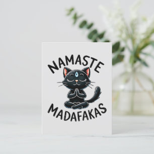 Cartão Postal Cat Yoga Pose - Namaste Madafakas