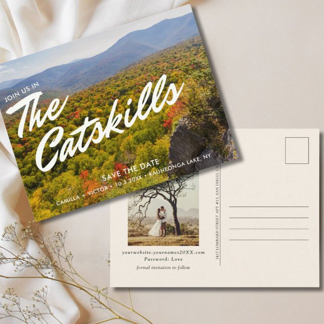 Cartão Postal Catabilities Wedding Save the Date Postcard (Catskills Wedding Save the Date Postcard)